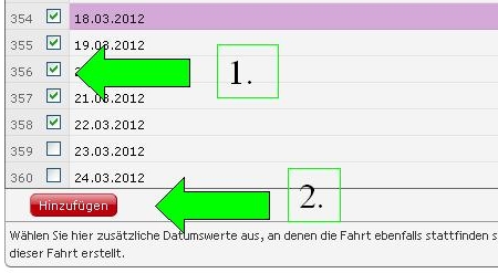 Fahrten tageweise anklicken