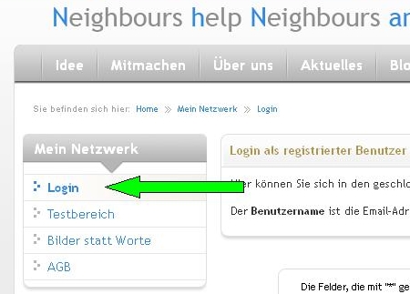 2. Schritt links auf Login klicken